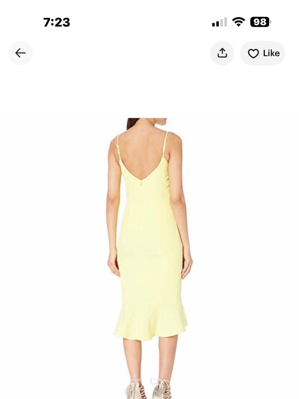 Bardot Light Yellow Spaghetti-Strap Midi Dress